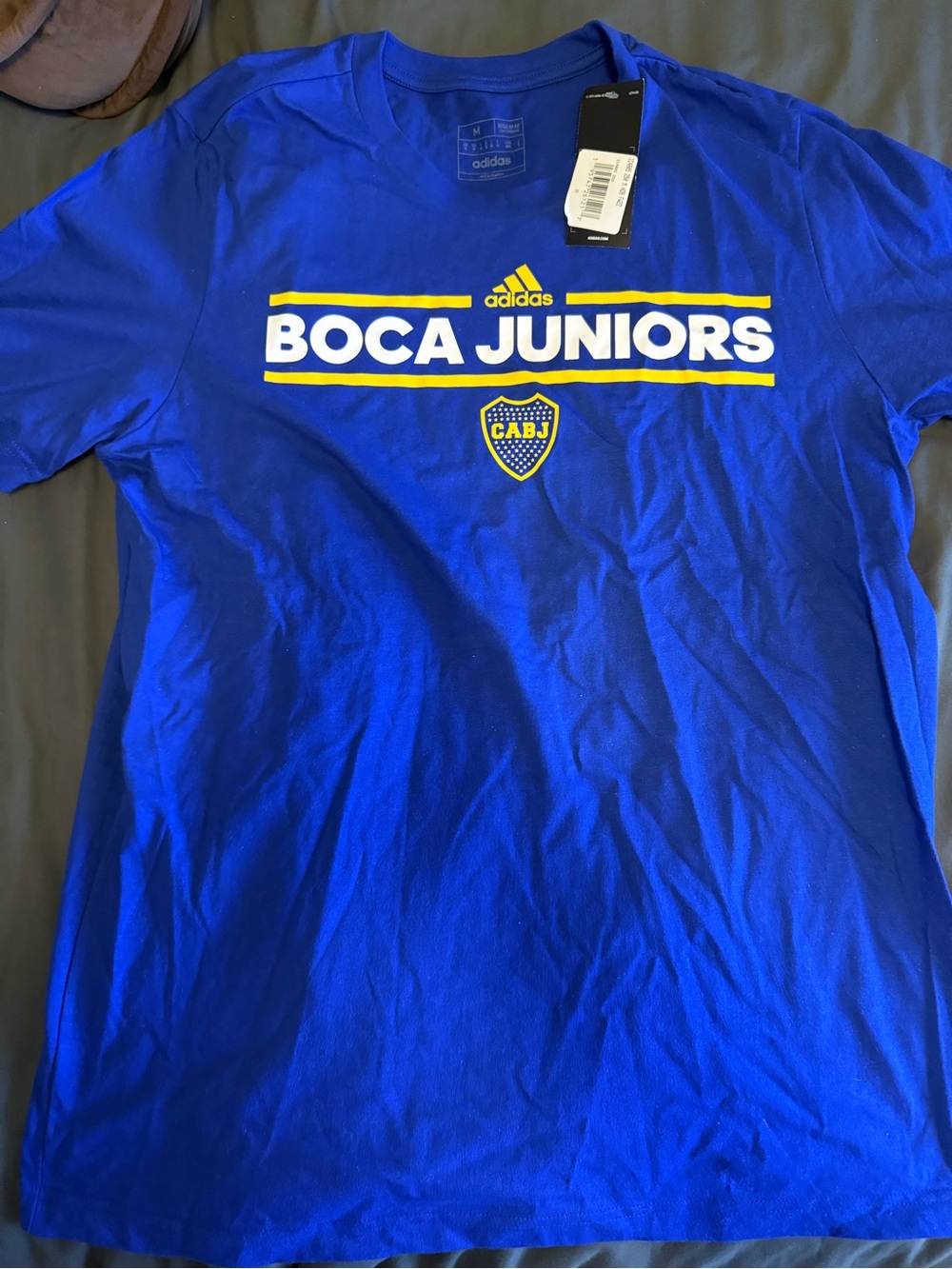 adidas men’s Boca Juniors Blue Graphic Tee size m